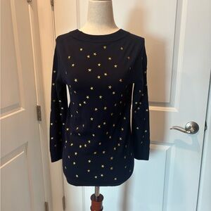 J. Crew Navy Sweatshirt with Gold Star Pattern